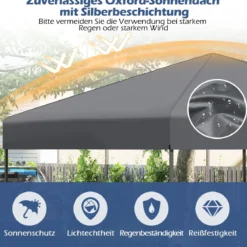 3x3 m Pop up Pavillon mit Tragetasche & UV50+ Höhenverstellbarer Faltpavillon Grau
