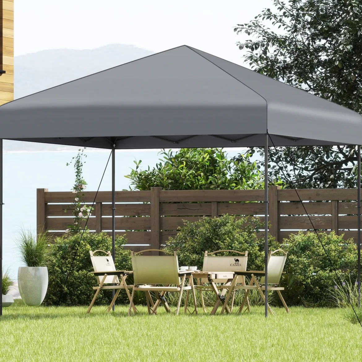 3x3 m Pop up Pavillon mit Tragetasche & UV50+ Höhenverstellbarer Faltpavillon Grau