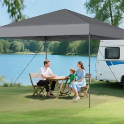 3x3 m Pop up Pavillon mit Tragetasche & UV50+ Höhenverstellbarer Faltpavillon Grau
