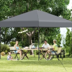 3x3 m Pop up Pavillon mit Tragetasche & UV50+ Höhenverstellbarer Faltpavillon Grau