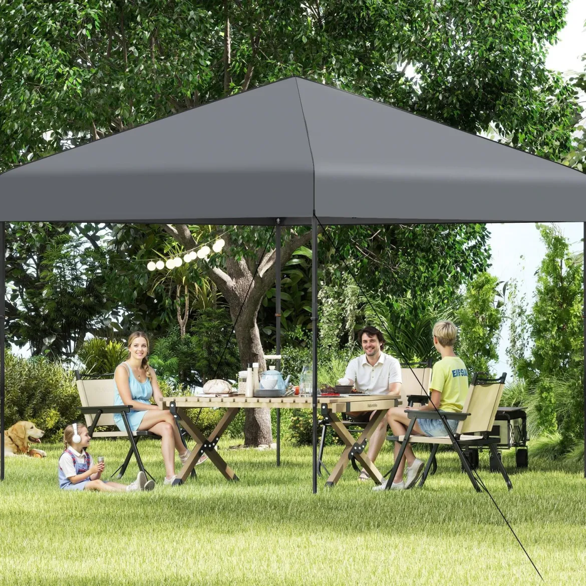 3x3 m Pop up Pavillon mit Tragetasche & UV50+ Höhenverstellbarer Faltpavillon Grau