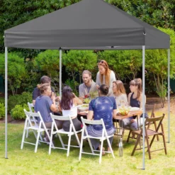 2 x 2m Pop-up Pavillon Wasserdichter Faltpavillon Winterfester Gartenpavillon UV-Schutz 50+ Grau