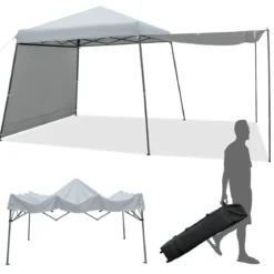 3 x 3 m Sofortiges Pop-up-Canopy-Zelt mit Markisen Outdoor-Sonnenschutz Grau