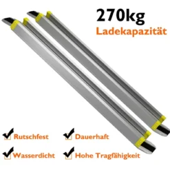 2 x Rollstuhlrampe bis 270 kg 91,5-152,5cm Teleskoprampe mit Antirutsch Belag Laderampe Rampe Alu