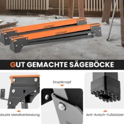 2 x Sägebock Arbeitsbock Klappbar Gerüstbock bis zu 500 kg belastbar 96,5 x 47 x 76 cm