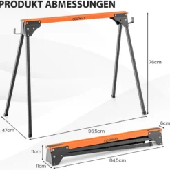 2 x Sägebock Arbeitsbock Klappbar Gerüstbock bis zu 500 kg belastbar 96,5 x 47 x 76 cm