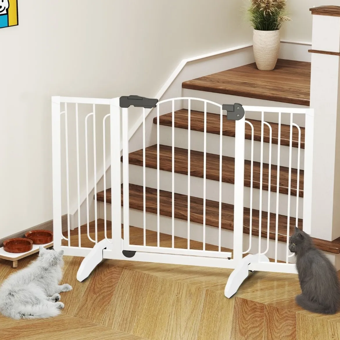 2 x Stützfüße aus Kieferholz für Hunde Absperrgitter 2 cm Gitterfüße für Schutzgitte Weiß