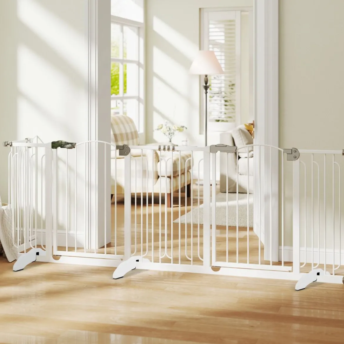 2 x Stützfüße aus Kieferholz für Hunde Absperrgitter 2 cm Gitterfüße für Schutzgitte Weiß