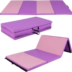 240 x 116 x 5 cm Faltbare Gymnastikmatte Gymnastikmatte Fitnessmatte Gymnastikmatte mit Tragegriffen Lila + Rosa