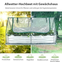 180 x 90 x 91 cm Goßes Verzinktes Hochbeet mit Gewächshaus