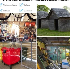 260x207x180cm Großer Geräteschuppen mit Fundament & Doppeltüren & Rampe Hellgrau