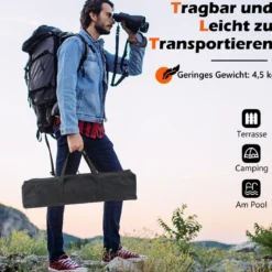 45 x 45 x 49 cm 3 in 1 Feuerstelle mit Edelstahlgrillrosten & Tragetasche & Handschuhen Campinggrill