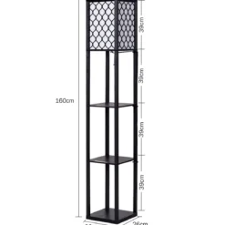 160x26x26cm Standleuchte Regal Moderne Innenbeleuchtung mit 3-Ebenen Bodenlampe