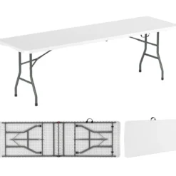 XXL Gartentisch mit HDPE-Tischplatte & Tragegriff Klappbarer Campingtisch Partytisch Weiß