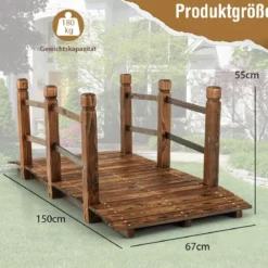 XXL Massive Holzbrücke Teichbrücke Garten Holzsteig 150cm