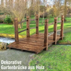 XXL Massive Holzbrücke Teichbrücke Garten Holzsteig 150cm