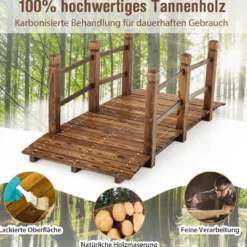 XXL Massive Holzbrücke Teichbrücke Garten Holzsteig 150cm