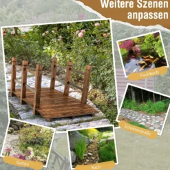XXL Massive Holzbrücke Teichbrücke Garten Holzsteig 150cm