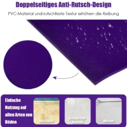 Yogamatte mit doppelseitigem rutschfestem Design & 2 verstellbaren Klettbändern Lila