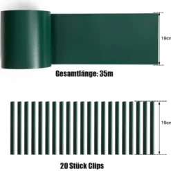 Zaunblende mit 20 Befestigungsclips Gartenzaun Abdeckung gegen Geräusche und Wind Grün