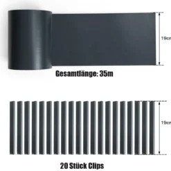 Zaunblende mit 20 Befestigungsclips Gartenzaun Abdeckung gegen Geräusche und Wind Dunkelgrau