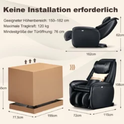 Zero Gravity SL Spur Massagestuhl Liegestuhl mit Ganzkörpermassage Rückenheizung Schwarz