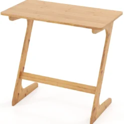 Z-förmiger Beistelltisch Sofatisch aus Bambus Platzsparender Kaffeetisch Nachttisch Couchtisch Natur