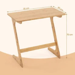 Z-förmiger Beistelltisch Sofatisch aus Bambus Platzsparender Kaffeetisch Nachttisch Couchtisch Natur