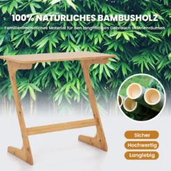 Z-förmiger Beistelltisch Sofatisch aus Bambus Platzsparender Kaffeetisch Nachttisch Couchtisch Natur