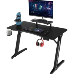 Z-förmig Gaming Tisch Computertisch PC Tisch Schreibtisch mit Licht