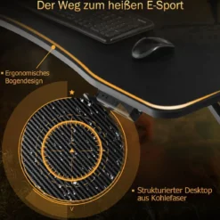 Z-förmig Gaming Tisch Computertisch PC Tisch Schreibtisch mit Licht