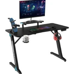 Z-förmig Gaming Tisch Computertisch PC Tisch Schreibtisch mit Licht
