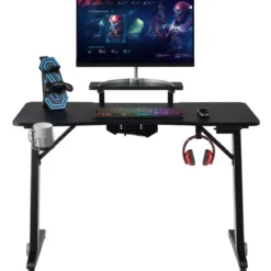 Z-förmig Gaming Tisch Computertisch PC Tisch Schreibtisch mit Licht