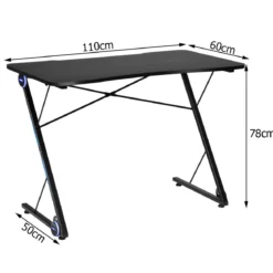 Z-förmig Gaming Tisch mit LED-Lichtern Computertisch PC Tisch Schreibtisch