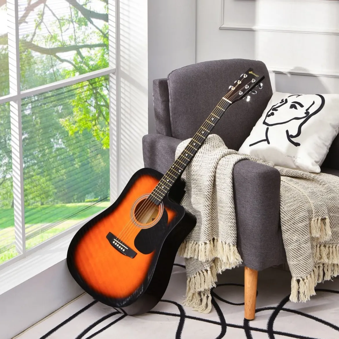 41 Zoll Akustikgitarre Cutaway-Gitarre mit Anfängerset Professionelle Gitarre 39 x 12 x 104 cm