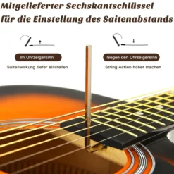 41 Zoll Akustikgitarre Cutaway-Gitarre mit Anfängerset Professionelle Gitarre 39 x 12 x 104 cm