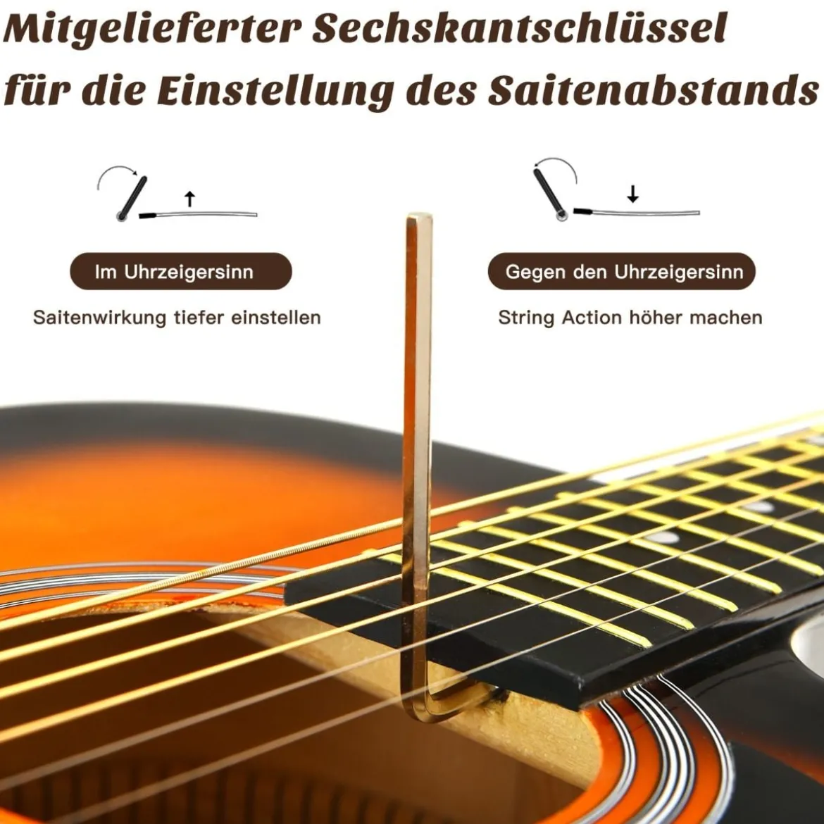 41 Zoll Akustikgitarre Cutaway-Gitarre mit Anfängerset Professionelle Gitarre 39 x 12 x 104 cm