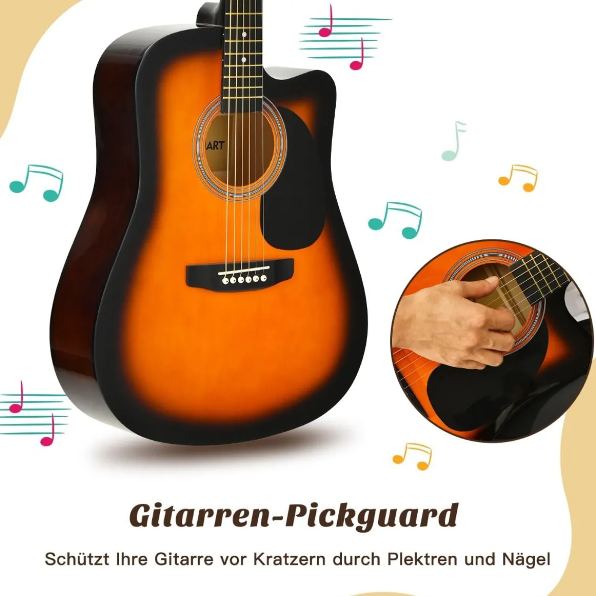 41 Zoll Akustikgitarre Cutaway-Gitarre mit Anfängerset Professionelle Gitarre 39 x 12 x 104 cm