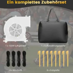 116 Zoll Aufblasbare Beamer Leinwand mit Gebläse & Erdspieße 16:9 4K HD Doppelseitige Projektionsleinwand