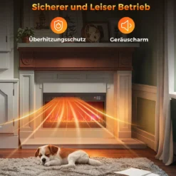 23 Zoll Elektrischer Kamin-Einsatz mit Fernbedienung & Einstellbare Flammenfarbe Kaminheizung
