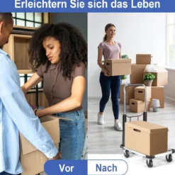 Zusammenklappbarer Sackkarren mit 4 Rädern höhenverstellbar & mit ausziehbarer Platte 150 Kg Ladekapazität