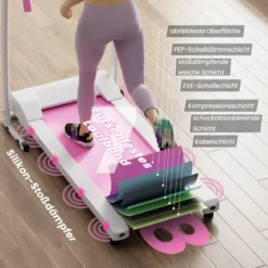 Zusammenklappbares Laufband mit 12 Voreingestellten Programmen Walking Pad Weiß Rosa