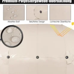 Zwillingsschirm 460 cm Großer Doppelseitiger Terrassenschirm Beige